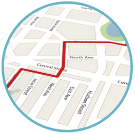 A map with a red line indicating a path a vehicle took